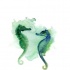 Amazing green-and-blue seahorse couple in green smoke tattoo design
