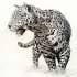Amazing grey-ink jaguar in full size tattoo design