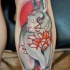 Tatuaje  de liebre japonesa y sol rojo