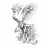 Amazing little grey-ink flying phoenix tattoo design