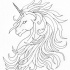 Amazing luxury-mane unicorn without coloring tattoo design