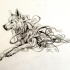 Amazing running swirly wolf tattoo design by Lucky978