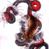 Amazing strong chinese tiger and huge red-belly snake tattoo design