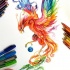 Amazing swirly multicolor flying phoenix tattoo design