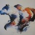 Amazing waterolor bear in profile tattoo design