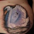 Tatuaje  de cisne encantador en el costado