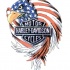 American flag patterned eagle with harley davidson logo tattoo design
