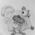 Amuse grey-ink ice age squirrel tattoo design by Blue Pencils