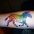 divertente vivaci colori zebra tatuaggio su braccio
