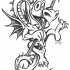 Amusing cartoon dragon with an arrow tattoo design