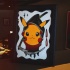 Divertido pokemon de pikachu de morte amarela com um desenho de tatuagem de foice
