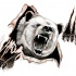 Angry bear tearing from white background tattoo design