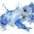 Angry big blue watercolor frog tattoo design
