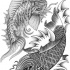 Angry black-and-white koi fish tattoo design