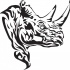 Angry black-ink rhino head in profile tattoo design
