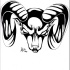 Angry blind ram tattoo design