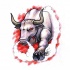 Angry bloody rushing bull tattoo design