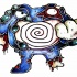 Design de tatuagem pokemon azul zumbi irritado
