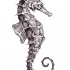 Angry grey-ink seahorse tattoo design