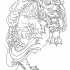Angry outline chinese foo dog tattoo design