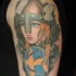 vichingo ragazza cartone animato tatuaggio sulla spalla
