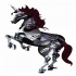 Animated biomechanical unicorn standing on hindquarters tattoo design