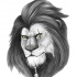 Animated green-eyes lion portrait tattoo design by Grzadziela
