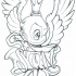 Animated outline king sparrow with banner tattoo design