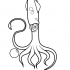 Animated outline squid water animal and single bubble tattoo design
