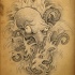 Animated silvicius octopus in chinese-style waves tattoo design