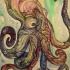 Artistic colorful patterned octopus tattoo design