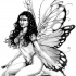 Attractive black-and-white brunette fairy tattoo design