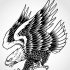 Attractive black-and-white scaled-skin eagle tattoo design