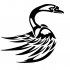 Attractive black-ink tribal swan tattoo design