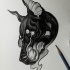 Attractive black old school doberman head tattoo design