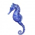 Attractive blue seahorse with white dotted stripes tattoo design