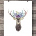 Attractive deer with purple flower wreath tattoo design