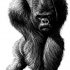 Attractive fluffy black-and-white gorilla tattoo design