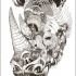 Attractive grey-ink ornate rhino head tattoo design