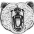 Attractive grey-ink roaring grizzly muzzle tattoo design