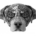 Attractive grey armoured rottweiler head tattoo design