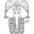 Attractive uncolored elephant hamsa tattoo design
