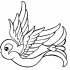 Attractive uncolored sparrow flying forward tattoo design