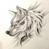 Attractive wolf head in profile with pattern elements tattoo design