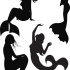 Attrative full-black mermaid silhouettes tattoo design
