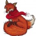 Autumn fox in red scarf tattoo design