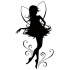 Avuncular black fairy silhouette standing in curls tattoo design