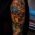 Awesome bird tattoo and autumn motifs