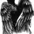 Demônio negro incrível com asas de anjo de volta tatuagem design