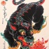 Awesome chinese ornamented spine panther tattoo design
